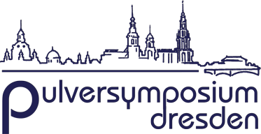 Skizze der Stadt-Skyline Dresden mit Schriftzug Pulversymposium darunter